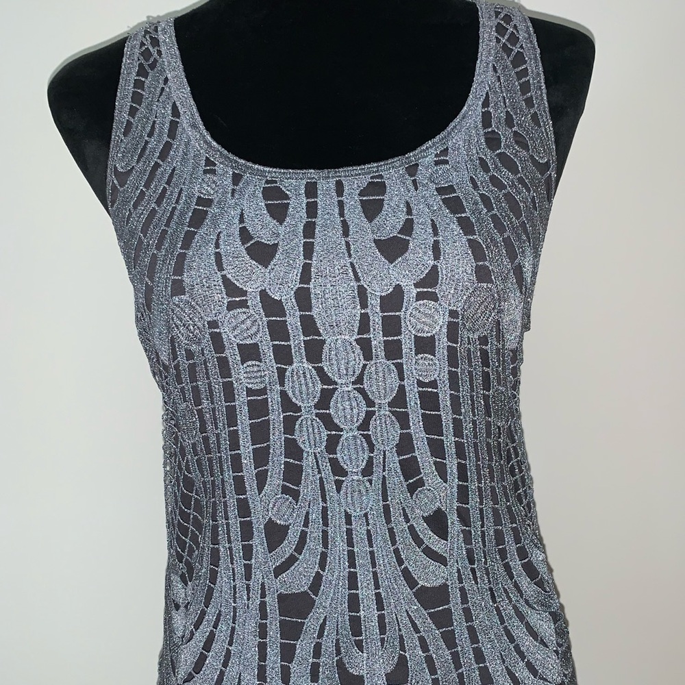 Express pewter tank with metallic lace size small